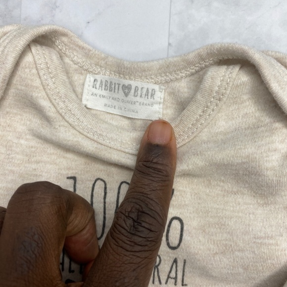 Rabbit Bear Organic 100% Cotton Bodysuit 3-6 - Picture 5 of 7